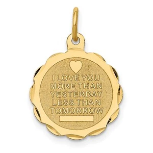 14k Yellow Gold I Love You More Sayings Charm Pendant - Picture 1 of 7