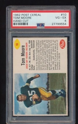 1962 Post Cereal Football  Tom Moore  # 10   Tough  Short Print  PSA 4 - Image 1 of 3