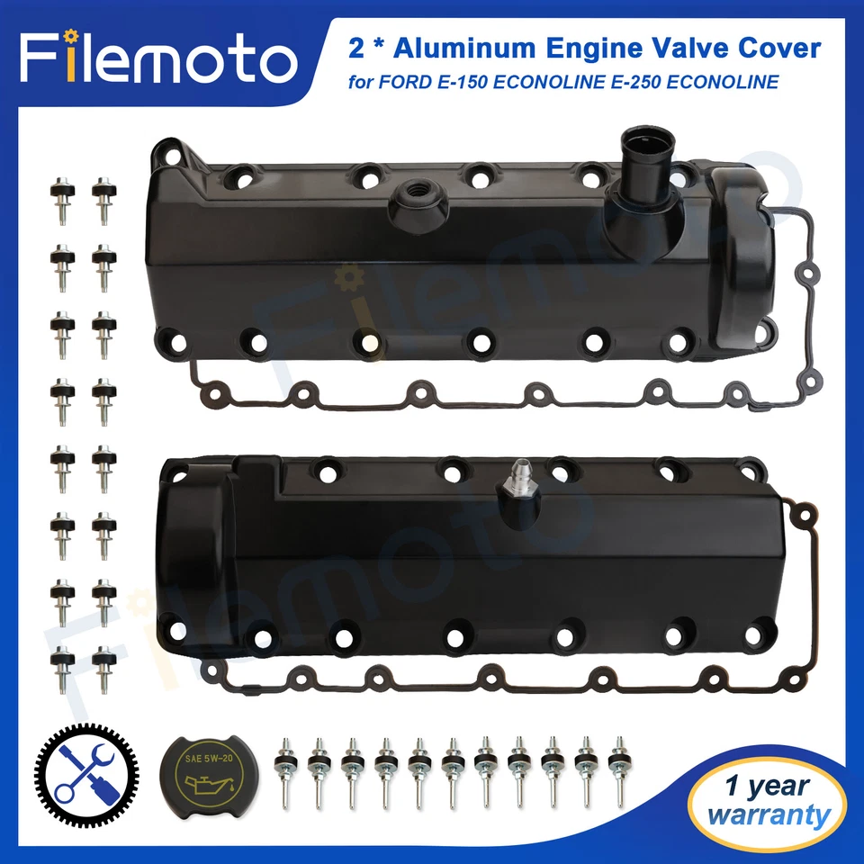 2 * Cubierta de válvula de motor de aluminio para 97-03 FORD E-150 ECONOLINE E-250 E-350 5,4 L Foto 1 de 4