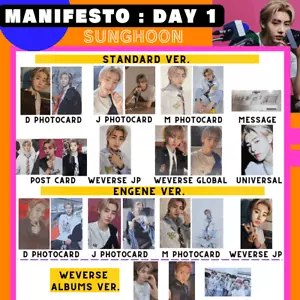 Enhypen SUNGHOON Manifesto : Day 1 Photo card Enhypen Weverse Official Photocard - Picture 1 of 78
