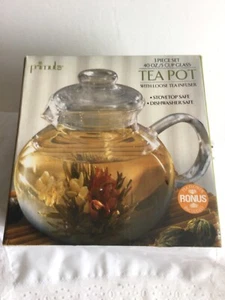 NIB Primula Glass Tea Pot With Loose Tea Infuser 5 Cups 40 Onz 3 Pieces Set - Picture 1 of 24