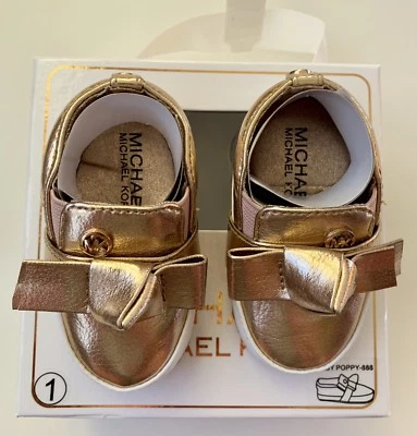 NEW With Box! MICHAEL Michael Kors Baby Poppy Gold Color Size 1. 100% AUTHENTIC - Image 1 of 4