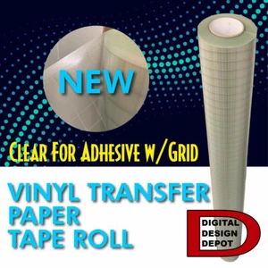Feet Roll CLEAR Transfer Tape w/ Grid for Adhesive Vinyl - Picture 1 of 1