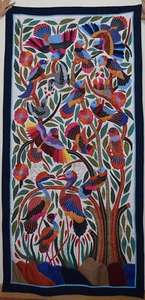 Hand-stitched Egyptian Wall Hanging Tapestry Colorful Patchwork Applique - Picture 1 of 5
