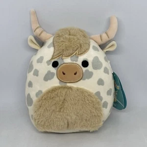 Squishmallows Borsa The Spotted Highland Cow 7.5” NEW Plush Soft Toy Bull Horns - Picture 1 of 10