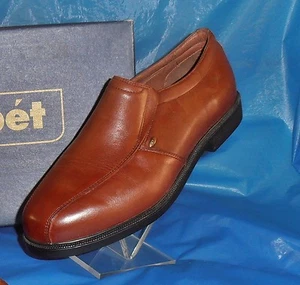 Propet,Mens Saddle Brown Leather Dress Slip On 11 1/2 M...FREE SHIPPING - Picture 1 of 6
