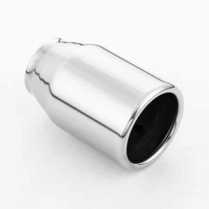 2" Inlet 3" Round Rolled Out Exhaust Tailpipe Tip Stainless Steel 4.72" Long - Picture 1 of 5