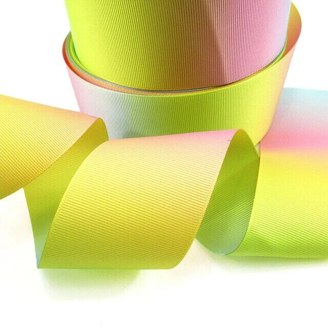 2 INCH Grosgrain Ribbon  HAIR BOW SUPPLY WHOLESALE Rainbow, Ombre DOUBLE SIDED - Image 1 of 1