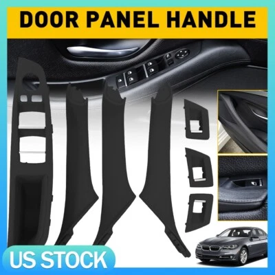 Car Inner Door Panel Handle Pull Trim Cover Black For 2010-2016 BMW 525d 528i - Image 1 of 4