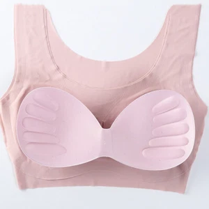 Detachable Chest Pad Pull Up Bra Underwear 2024 Women's Seamless Ice Silk Bra - Picture 1 of 16