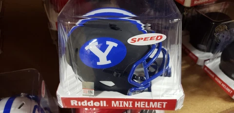 Brigham Young Byu Cougars BLUE MASK Mini Speed Football Helmet BLACK Riddell Cover