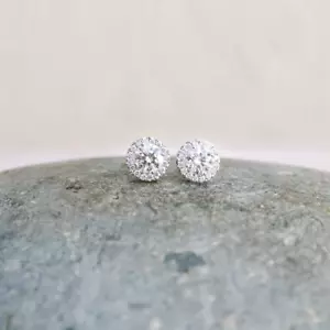14K Weißgold Ohrstecker 2 Karat GLI HRD Lab Grown Rund Diamant Ohrringe Weihnachten - Bild 1 von 8