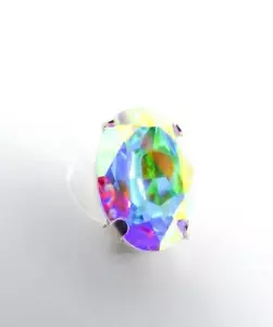 GLITZERND irisierend AB Feuer oval Kristall doppelt unsichtbar Illusion Bänder Fußkettchen - Bild 1 von 5