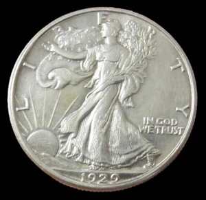 1929 D SILVER USA WALKING LIBERTY HALF DOLLAR ABOUT UNC - Picture 1 of 2
