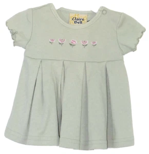 CLAIRE BELL Size 3-6 Months Light Green Pleaded Short Sleeves Dress - Foto 1 di 2