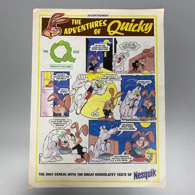 Les Aventures De Quiky Nestlé Nesquik Céréales 1996 Vintage Rétro Publicité - Photo 1/4