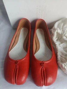 Maison Margiela Ballet Flats Tabi Red Leather EU38 24cm w/Box ES1 - Picture 1 of 5