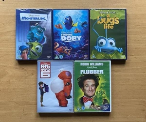 Disney Pixar DVD Bundle - Monsters Inc, Finding Dory, Bugs Life, Flubber, Hero 6 - Picture 1 of 2