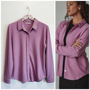7 DIAMONDS Generation Blouse Mauve Pink Purple Fleece Button Up Top Medium M - Picture 1 of 10