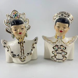 Pair of Vintage MCM Florence Ceramics Shen and Yulan Bust Pair - Picture 1 of 8