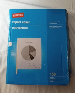 Staples Report Cover Clear Plastic Letter Size 50 Count *OPENED - MOSTLY FULL - Picture 1 of 3