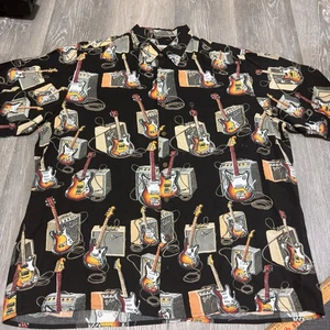 Vintage 90s Reyn Spooner Art of Eddy Y Guitar Amp Hawaiian Shirt Men's Sz L - Picture 1 of 10