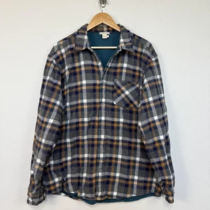 carbon2cobalt Hemd Herren Extra Large grau blau kariert Flanell gefüttert Knopfleiste - Bild 1 von 15