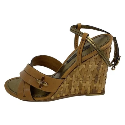 Sandalias de cuña LOUIS VUITTON de cuero marrón EU35/US5 zapatos para mujer de Japón Foto 1 de 4