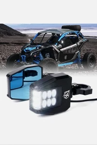 UTV Side View Mirror Heavy Aluminum LED Spot Lights UTV Rearview Smoke Lens (1) - Picture 1 of 7