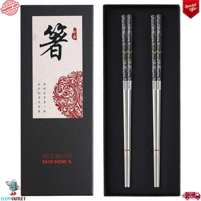 Stainless Steel Chopsticks Titanium Plated Metal Chopsticks Reusable dishwasher - Image 1 of 4