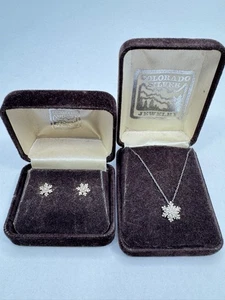 Vintage Colorado Silber Schmuck Schneeflocke Halskette & Ohrringe Set Sterling - Bild 1 von 10