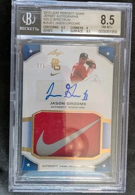 2015 Leaf Perfect Game 1/1 Jason Groome Jersey Auto BGS 8.5 W 10 Nike JAJG1 One - Image 1 of 4