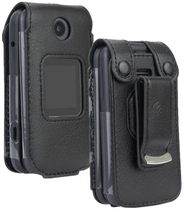 Leather Case Screen Cover Belt Clip for Alcatel Go Flip 4, TCL FLIP Pro Classic - Picture 1 of 9