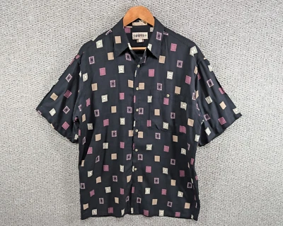 Campia Moda Men's Colourful Funky Geometric Print Relaxed Rayon Button Shirt M - Image 1 of 4