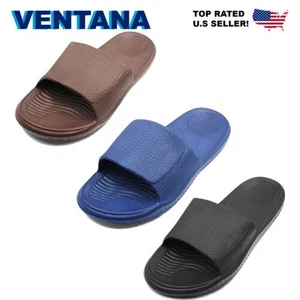 Men's Cushioned Slide Shower Slip On Shoes Casual Poolside Sandals - Bild 1 von 30