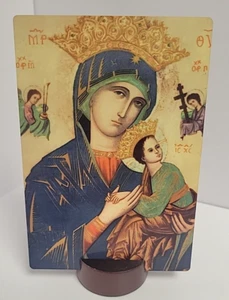 4" x 6" Our Lady of Perpetual Help Icon with Wood Stand - Picture 1 of 7