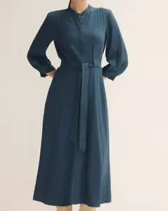 Trenery by COUNTRY ROAD Dress Size 10 Midi Shirt Dress Belted Tie Waist BLUE - Picture 1 of 21