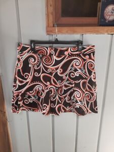 Lady Hagen Brown & Orange Golf Skort w/Attached Shorts Cotton Stretch Sz !4
