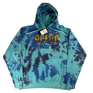 AC/DC Men's Hoodie Tie Dye Distressed Print 1982 UK Tour Pullover Sweatshirt NEW - Picture 1 of 17
