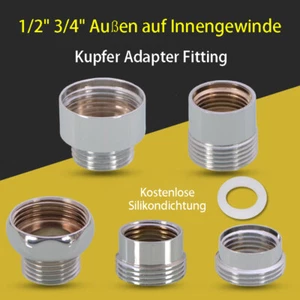 Fitting Verbinder Wasserschlauch AnschlussInnen 3/4" auf Außengewinde 1/2 zoll  - Picture 1 of 12