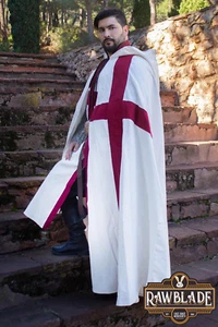 Hooded Medieval Cape – Templar & Hospitaller Design, Perfect for Cosplay - Picture 1 of 10