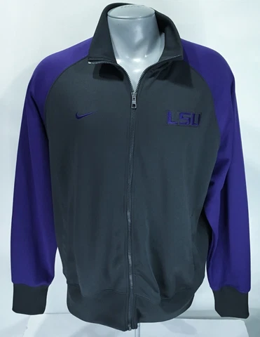 NIKE XL Track Jacket Full Zip Gray & Purple LSU - Louisiana State University Cover
