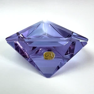 Bohemian Neodymium Faceted Cut Crystal Ashtray Purple Vintage Czech Alexandrite - Picture 1 of 24