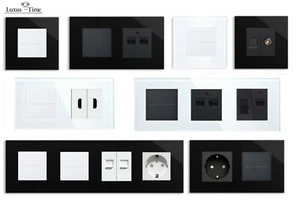 Glas Touch Lichtschalter Steckdosen Dimmer SAT Wechselschalter Luxus-Time - Bild 1 von 45