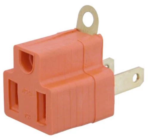 2to3prong AC outlet ground/grounding power cord/wire adapter NEMA5-15R~1-15P - Image 1 of 1