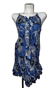 Vestido para mujer BANANA REPUBLIC talla 0 azul floral halter con volantes dobladillo sin mangas - Imagen 1 de 6