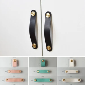 Lederband Messing Schranktürgriff Schubladenschrankgriff Möbelgriff - Bild 1 von 23