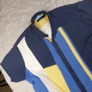 NAT NAST Shirt Mens 4XB Big Button Up Shirt Blue Yellow White - Picture 1 of 11