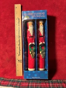 2 Vintage rote Weihnachtsmann Weihnachten 10" große Spitzkerzen New Old Stock in Box - Bild 1 von 4