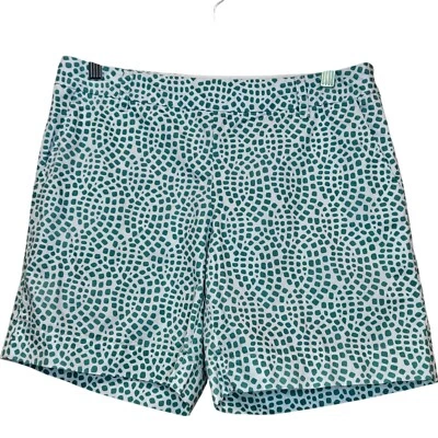 Shorts femininos Cremieux branco e verde 100% algodão tamanho 4 zíper lateral costura interna 7" - Imagem 1 de 4